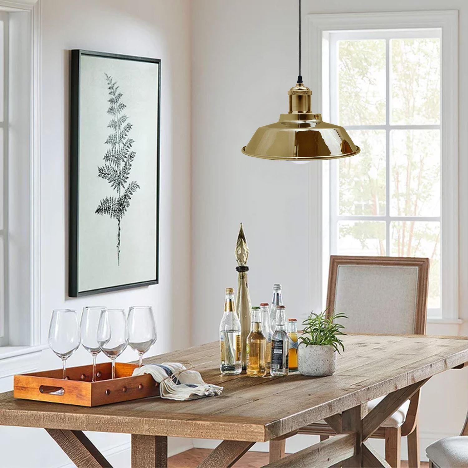 Vintage Modern Industrial Ceiling Lamp Shade in French Gold, showcasing a stylish design suitable for various interior settings.