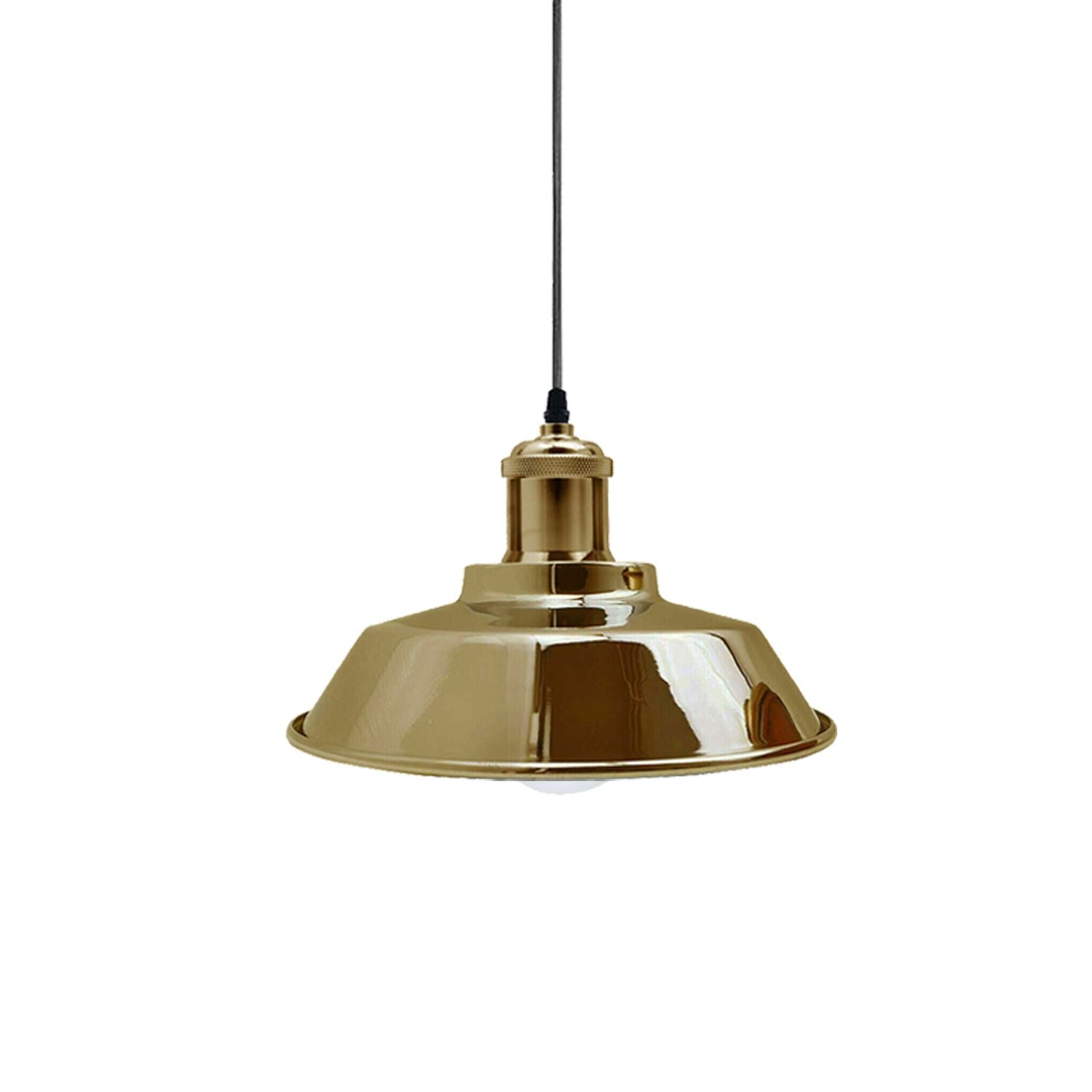 Vintage Modern Industrial Ceiling Lamp Shade in French Gold, showcasing a stylish design suitable for various interior settings.