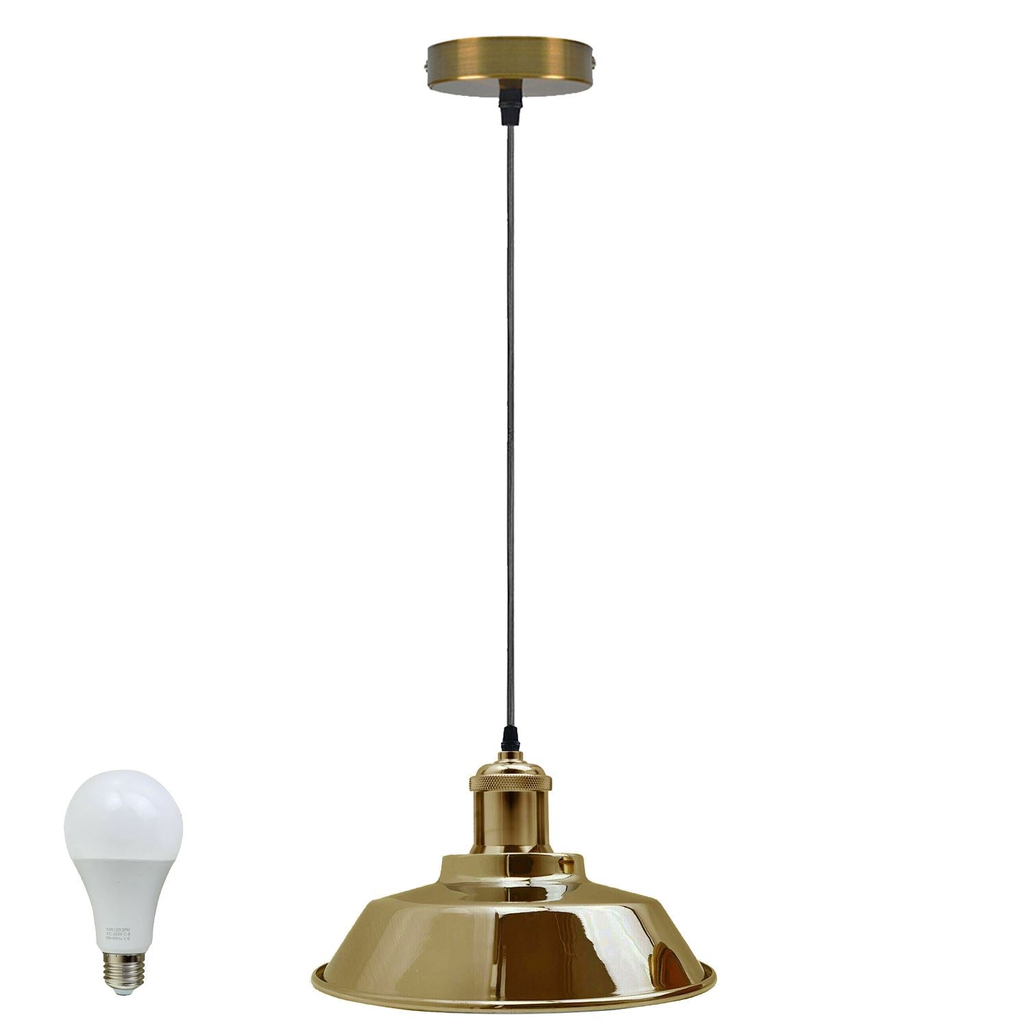 Vintage Modern Industrial Ceiling Lamp Shade in French Gold, showcasing a stylish design suitable for various interior settings.
