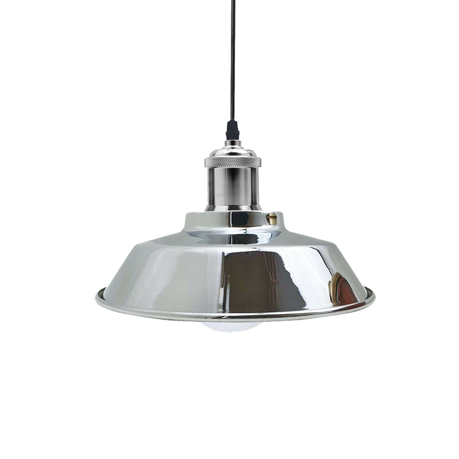 Vintage Modern Industrial Ceiling Lamp Shade Pendant Light in satin nickel finish, showcasing its retro design and adjustable features.