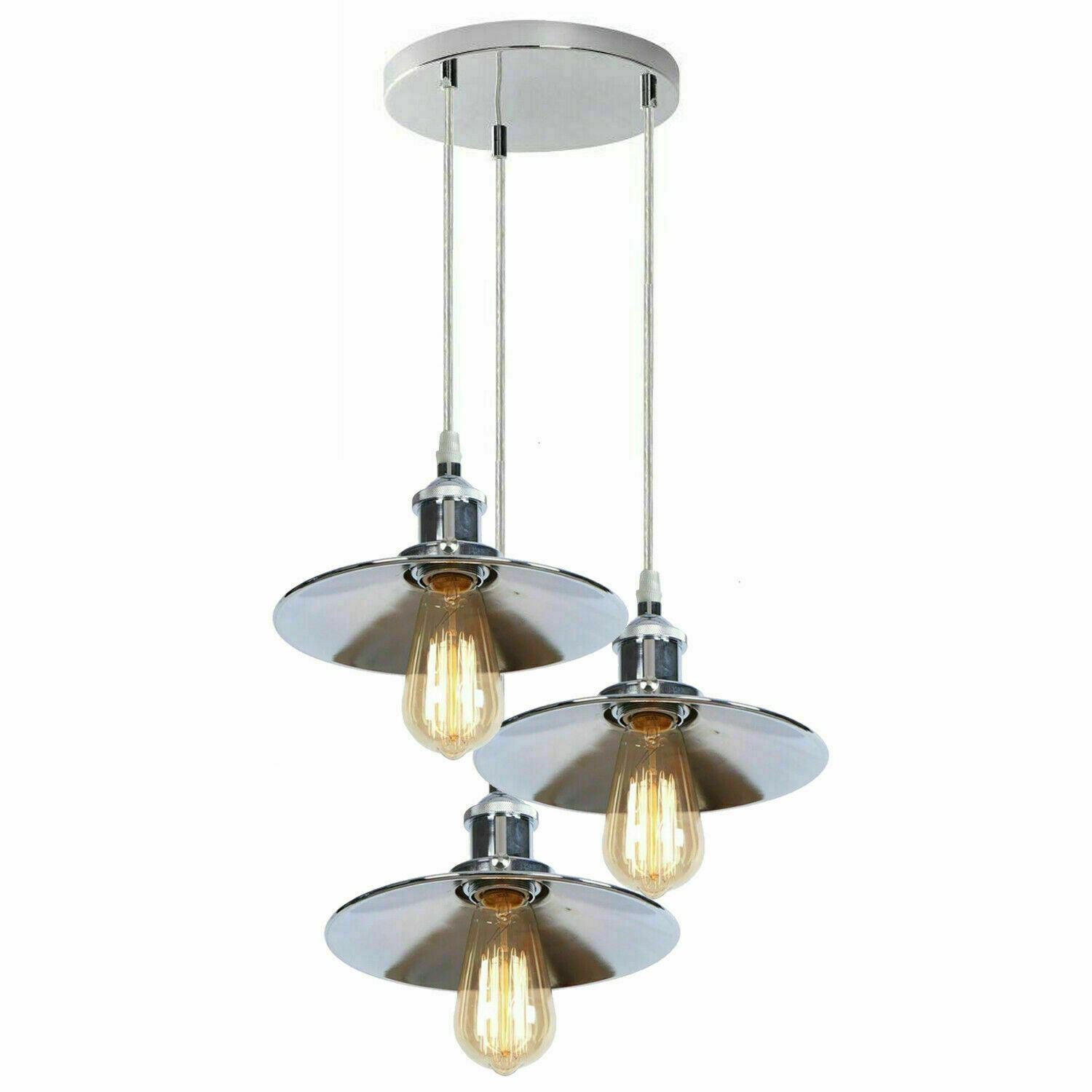 Vintage Modern Metal Ceiling Pendant Light in chrome finish, showcasing its elegant design and adjustable features.