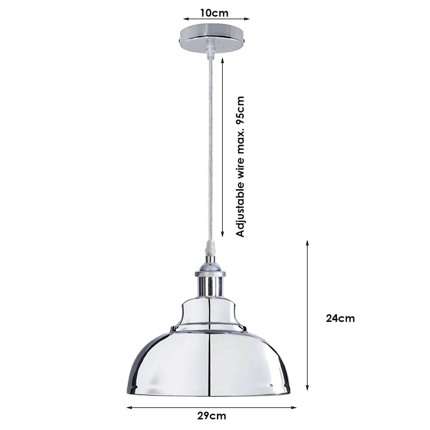 Vintage Modern Metal Ceiling Pendant Light in chrome finish, showcasing its elegant design and adjustable features.