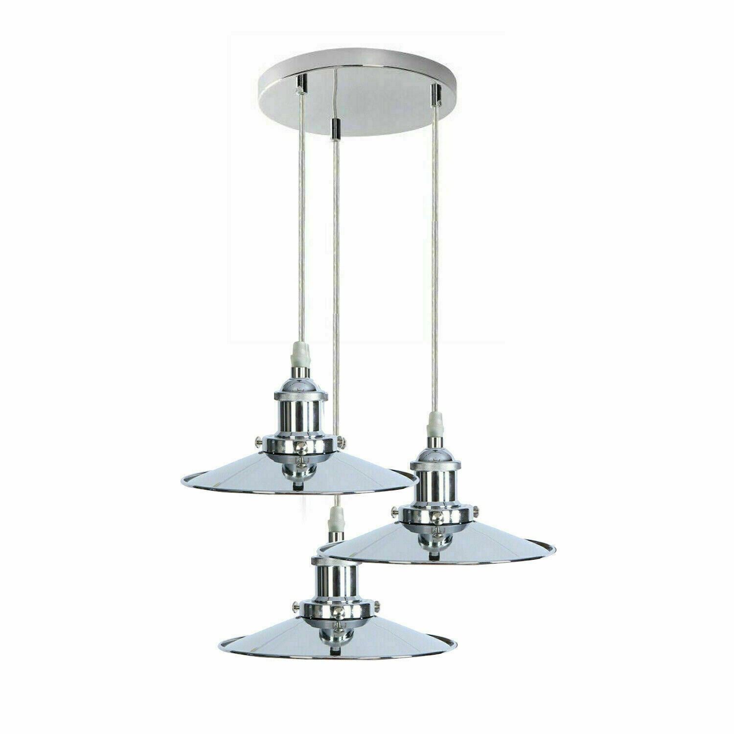 Vintage Modern Metal Ceiling Pendant Light in chrome finish, showcasing its elegant design and adjustable features.