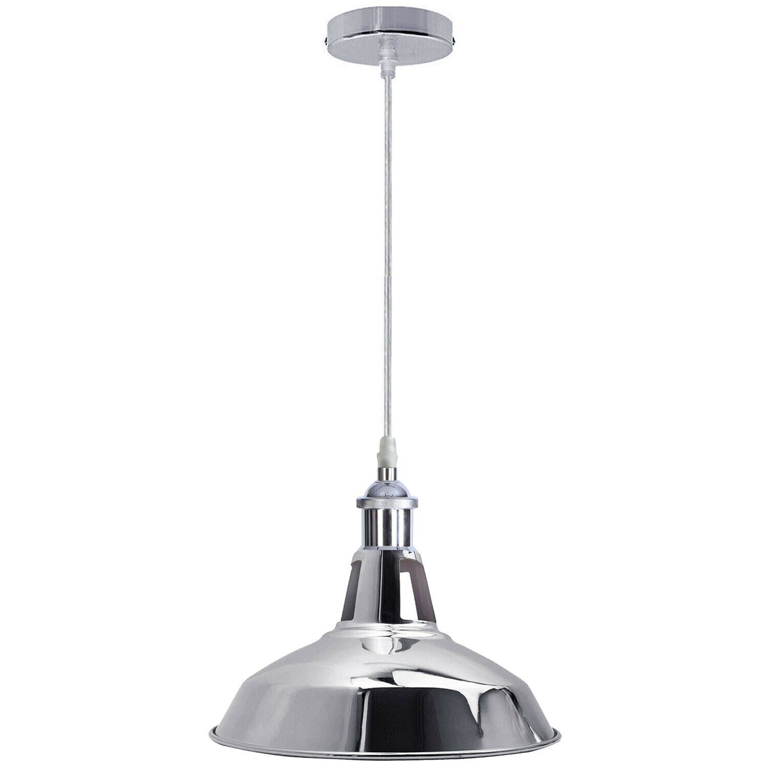 Vintage Modern Metal Ceiling Pendant Light in chrome finish, showcasing its elegant design and adjustable features.