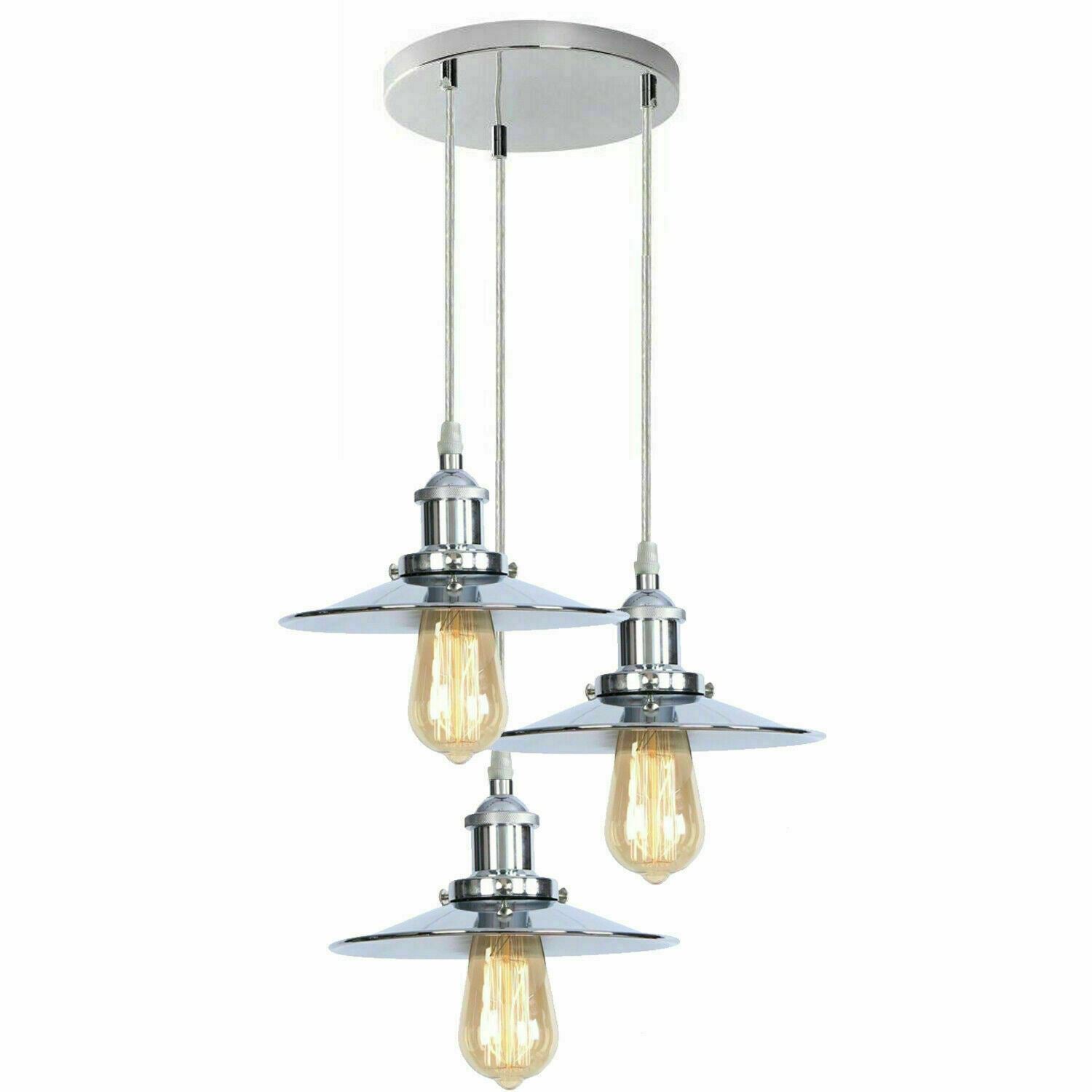 Vintage Modern Metal Ceiling Pendant Light in chrome finish, showcasing its elegant design and adjustable features.