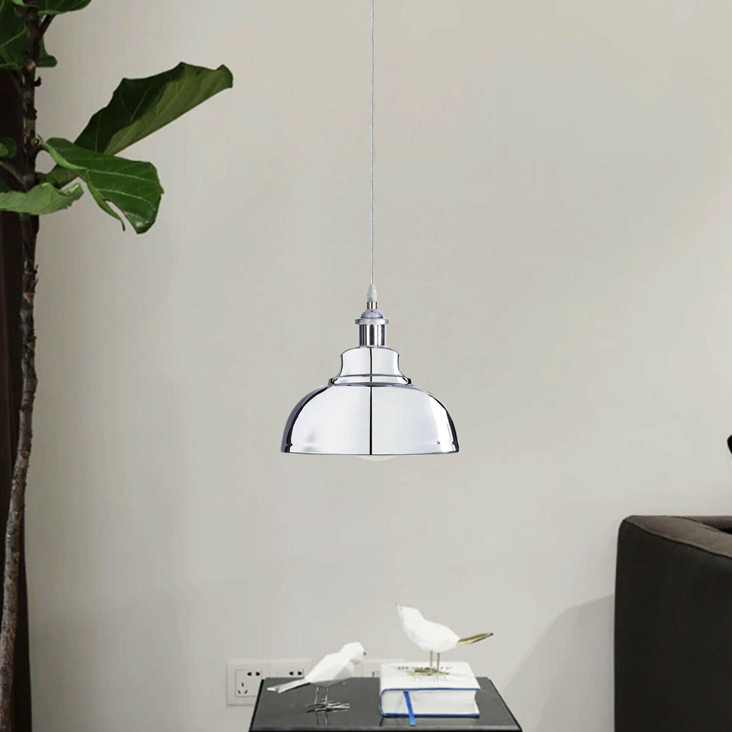 Vintage Modern Metal Ceiling Pendant Light in chrome finish, showcasing its elegant design and adjustable features.