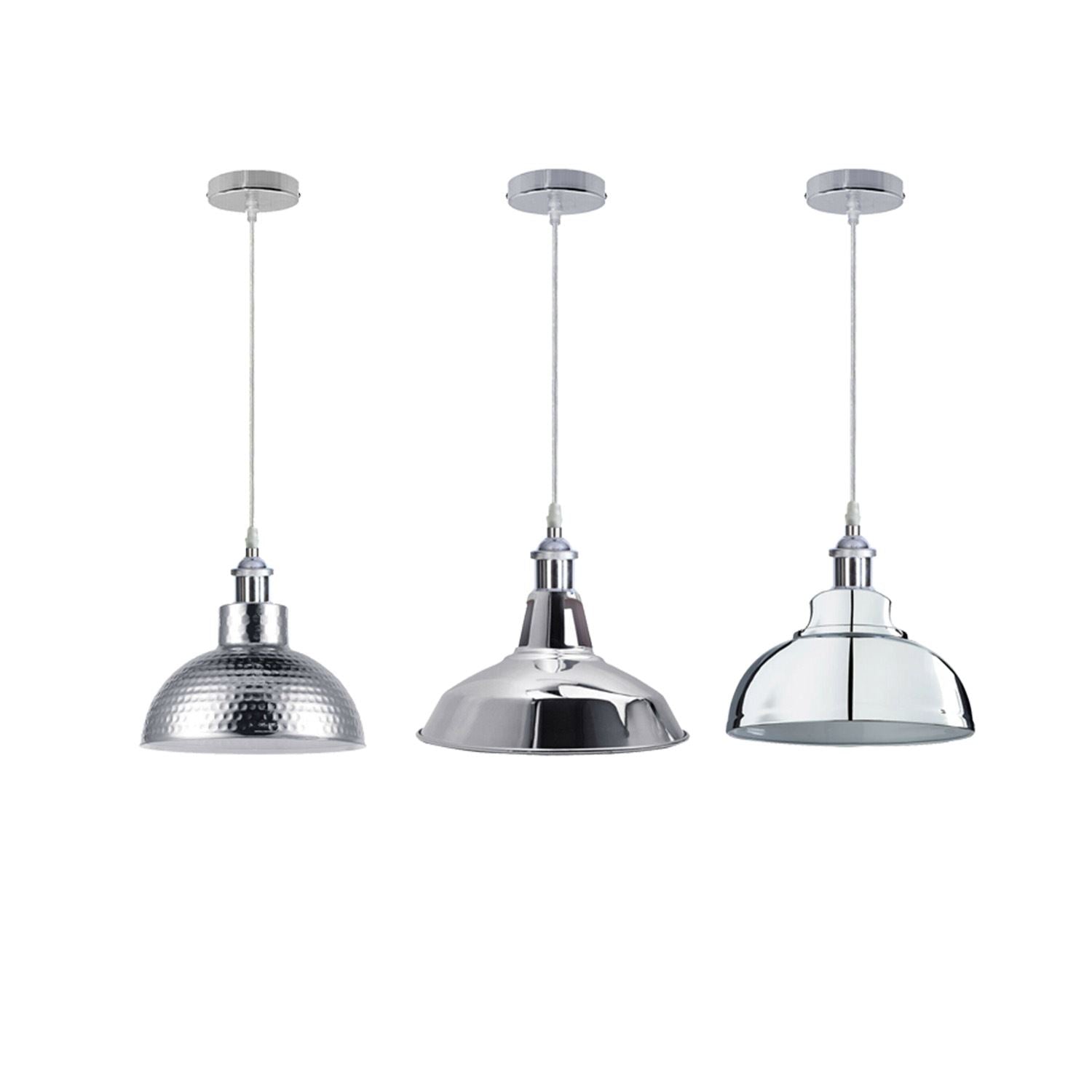 Vintage Modern Metal Ceiling Pendant Light in chrome finish, showcasing its elegant design and adjustable features.