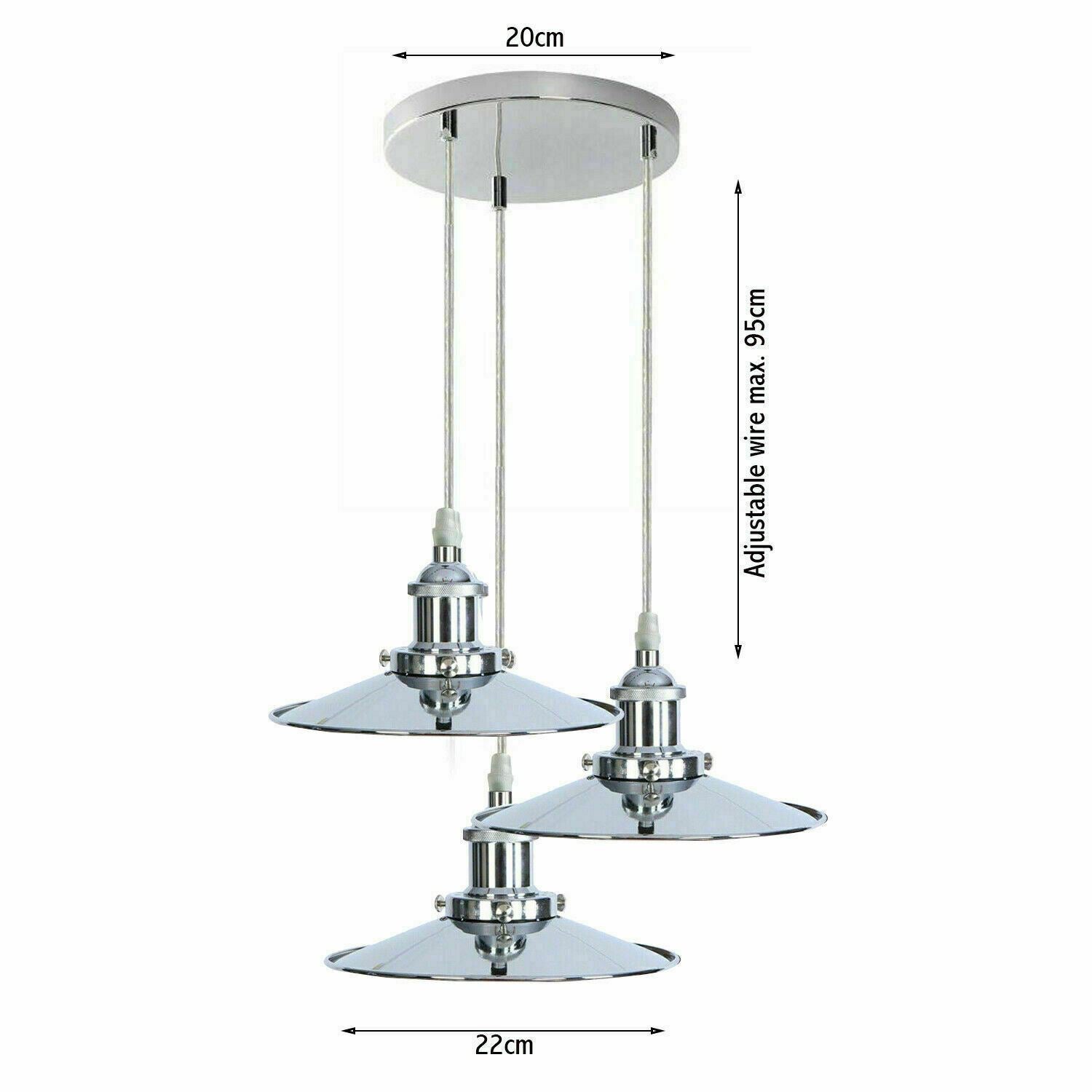 Vintage Modern Metal Ceiling Pendant Light in chrome finish, showcasing its elegant design and adjustable features.
