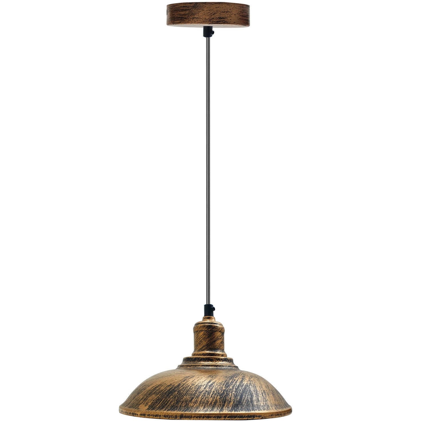 Vintage Pendant Light Shade with brushed copper finish, showcasing industrial style and metal cage design.