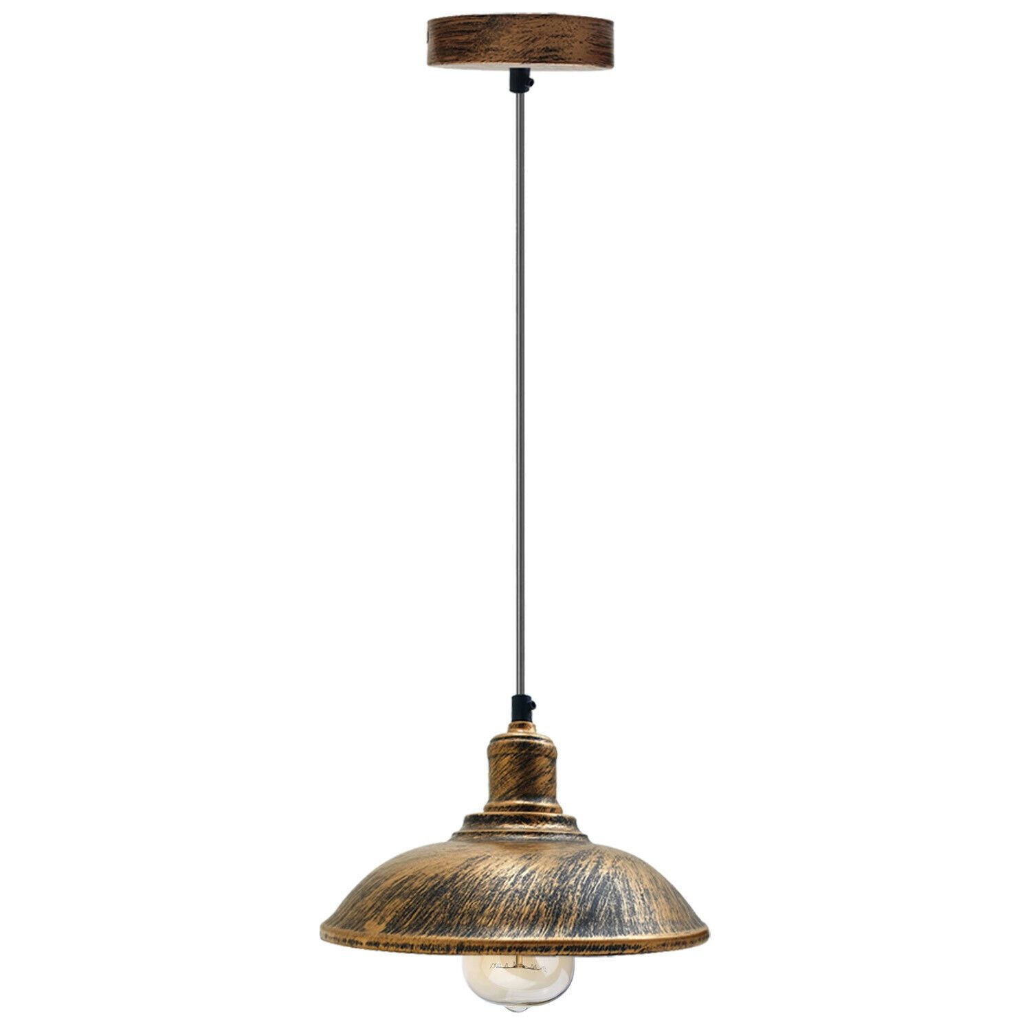 Vintage Pendant Light Shade with brushed copper finish, showcasing industrial style and metal cage design.