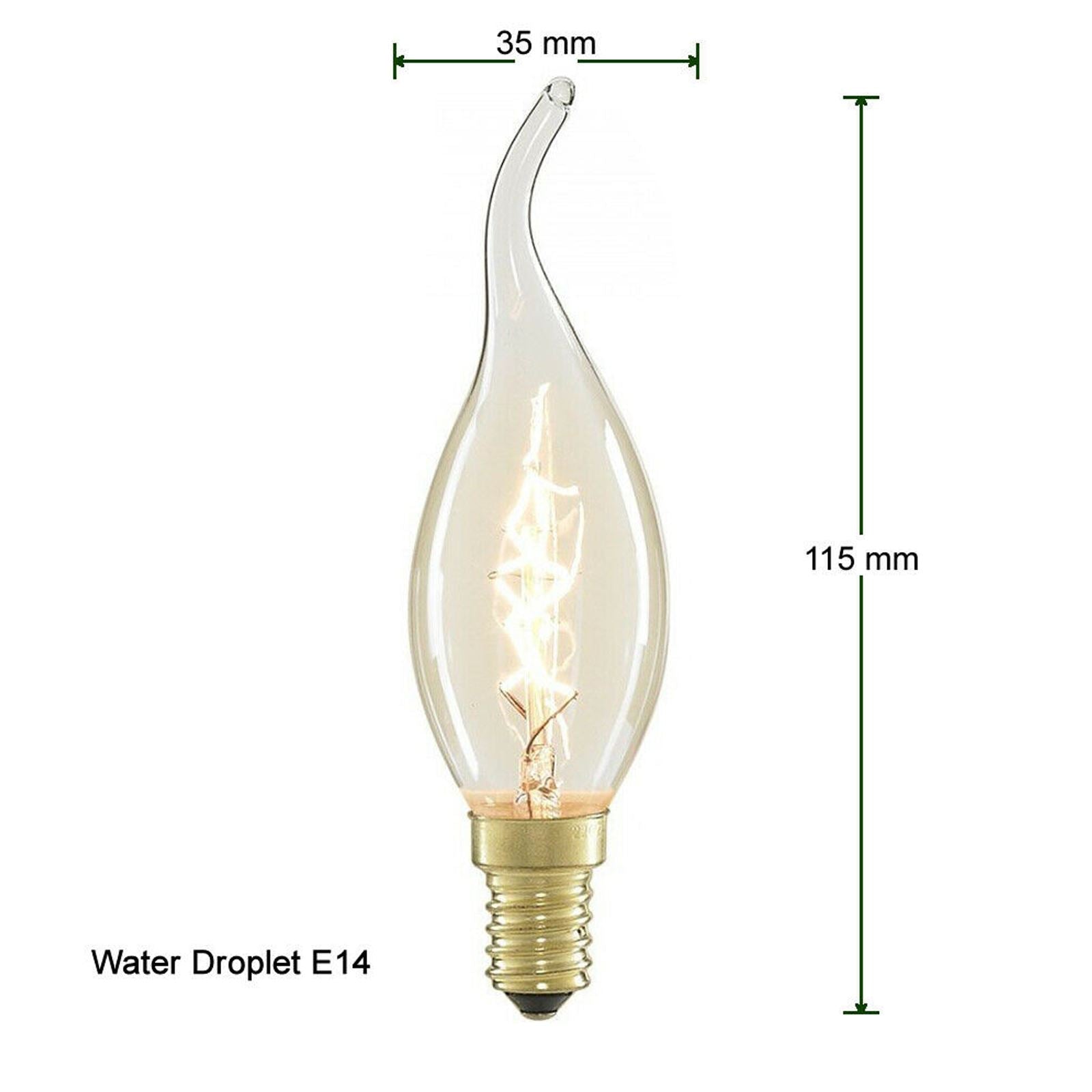 Vintage Retro C35 Candle Light Bulb with Edison filament style, warm white glow, and amber glass finish.