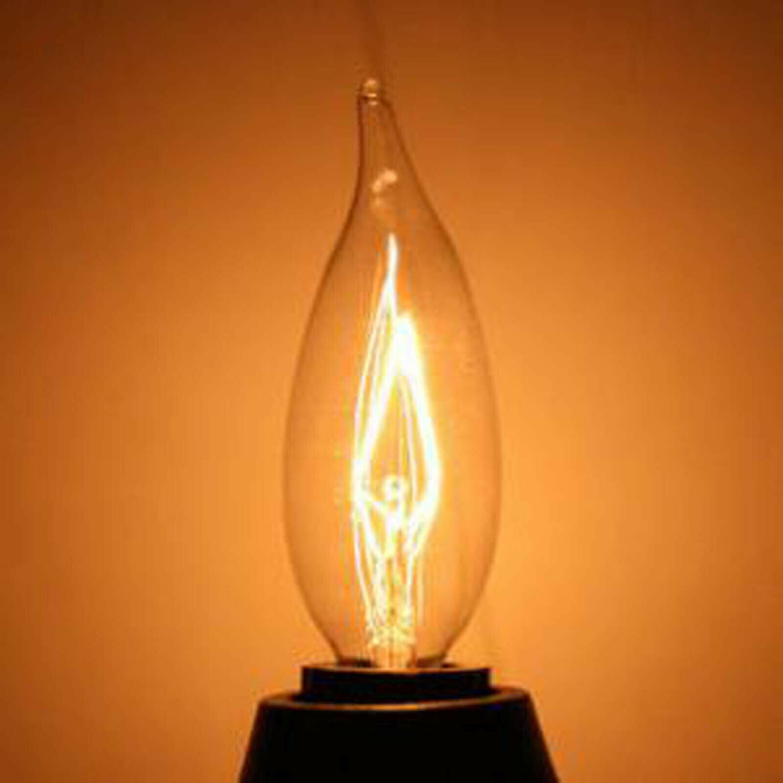 Vintage Retro C35 Candle Light Bulb with Edison filament style, warm white glow, and amber glass finish.