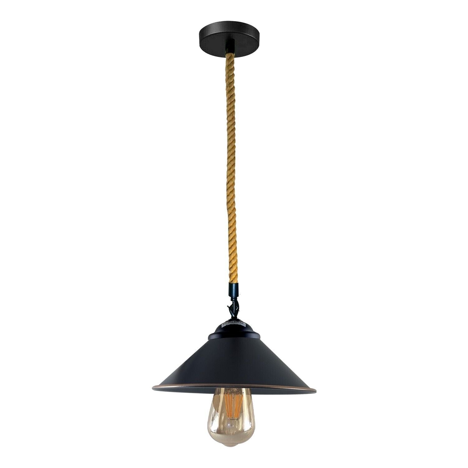 Vintage Retro Industrial Loft Cone Pendant Light made of hemp rope, featuring a unique cone shape and rustic design, ideal for home decor.