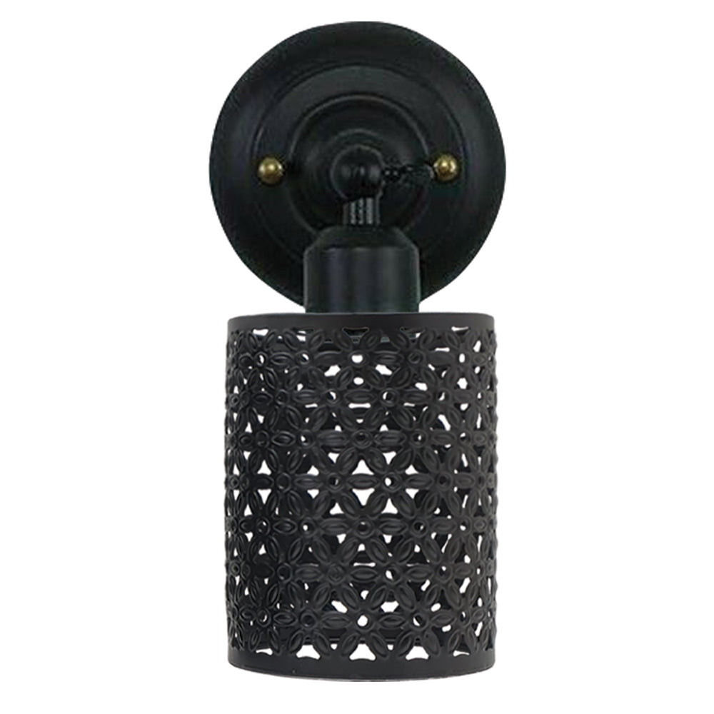 Vintage Retro Industrial Rustic Sconce Wall Light with wire cage design, showcasing a warm glow and elegant craftsmanship.