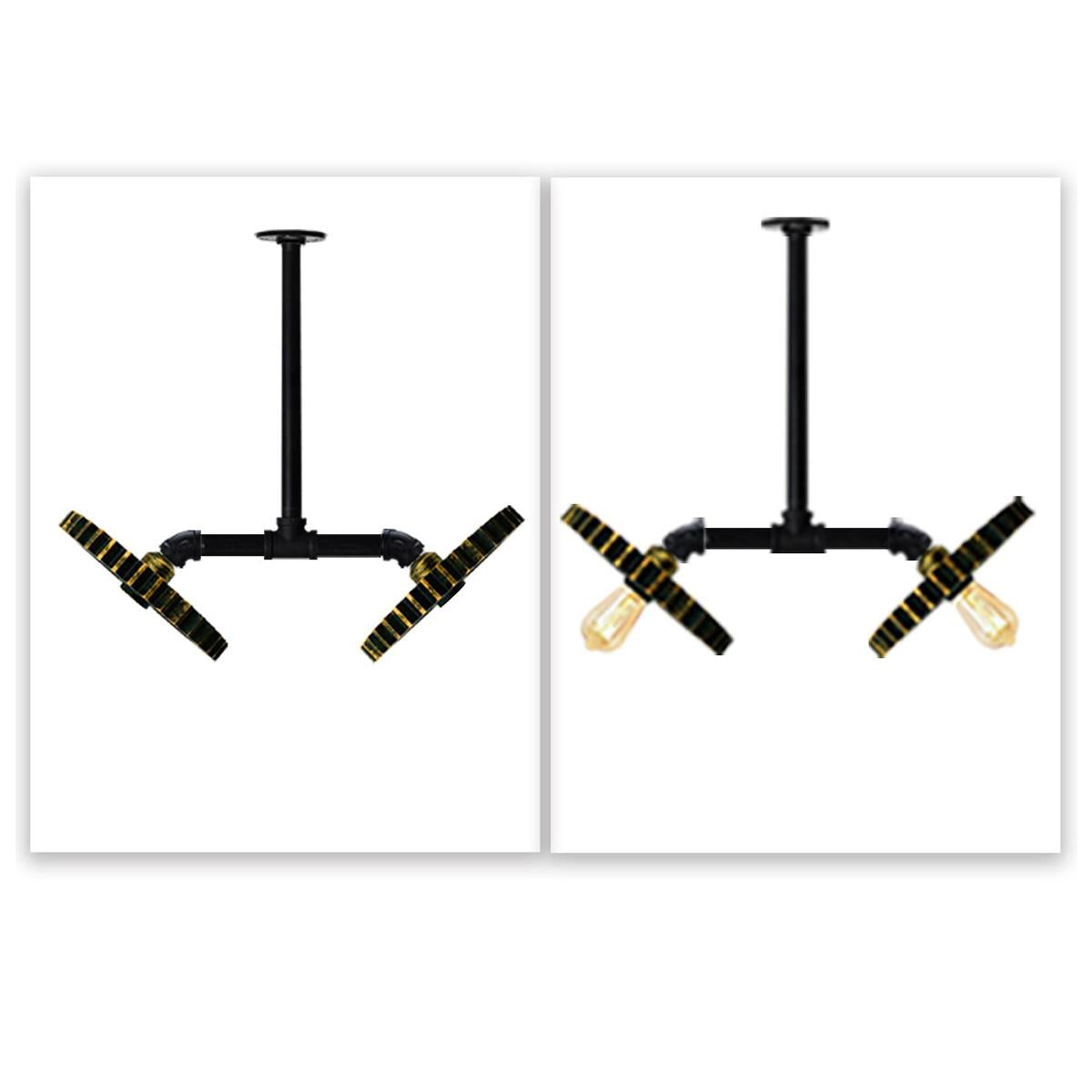 Vintage Retro Industrial Style Flush Mounted Lighting with galvanized finish and brushed copper accents, perfect for home decor.