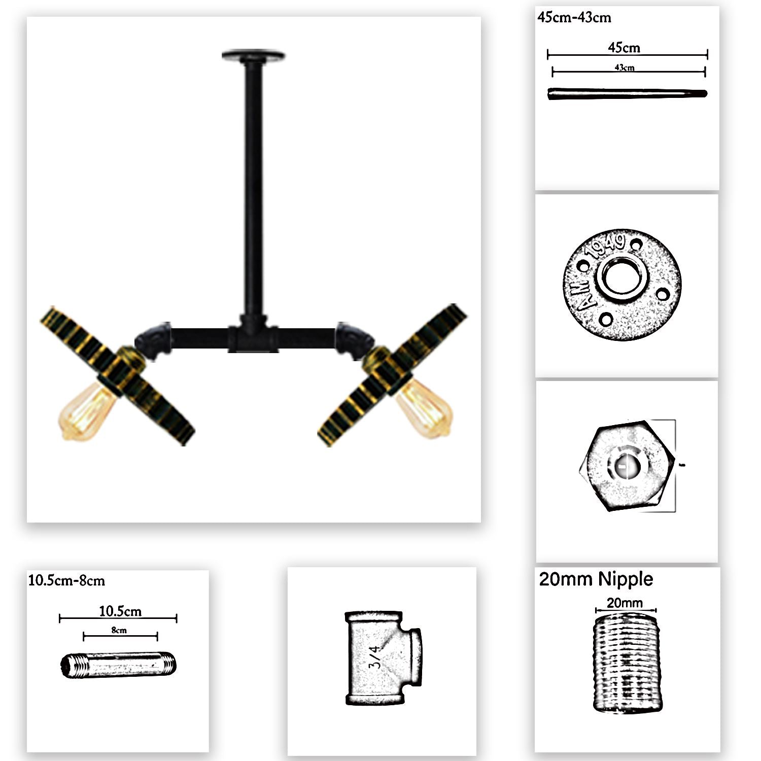 Vintage Retro Industrial Style Flush Mounted Lighting with galvanized finish and brushed copper accents, perfect for home decor.