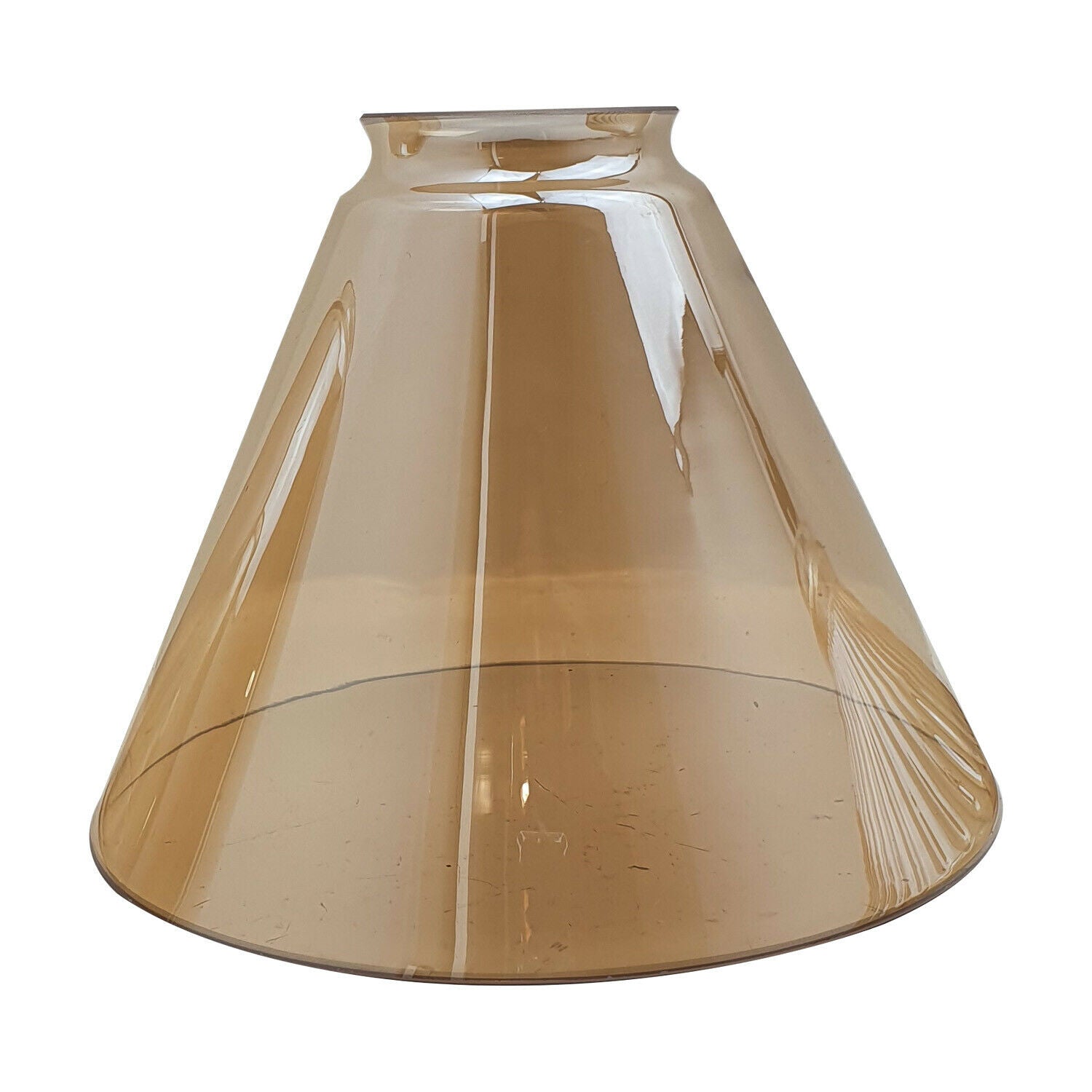 Vintage Retro Amber Glass Ceiling Pendant Light in cone shape, showcasing its elegant design and warm amber finish.