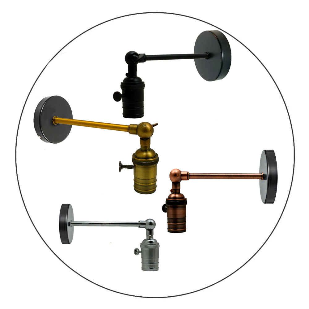 Vintage Sconce E27 Industrial Edison Wall Light with adjustable arm and black ceiling canopy, showcasing retro design.