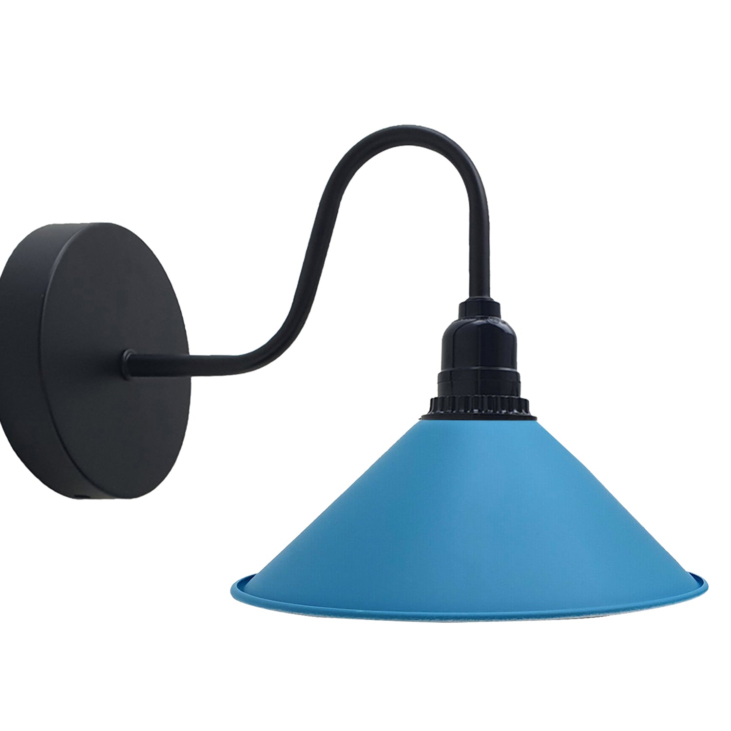 Vintage Shade Metal Retro Wall Light with blue shade and sturdy base, ideal for modern decor.