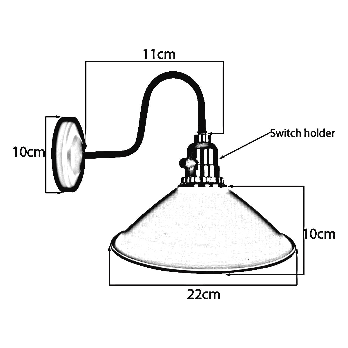 Vintage Shade Metal Retro Copper Colour Wall Light with switch, showcasing its unique design and sturdy metal construction.
