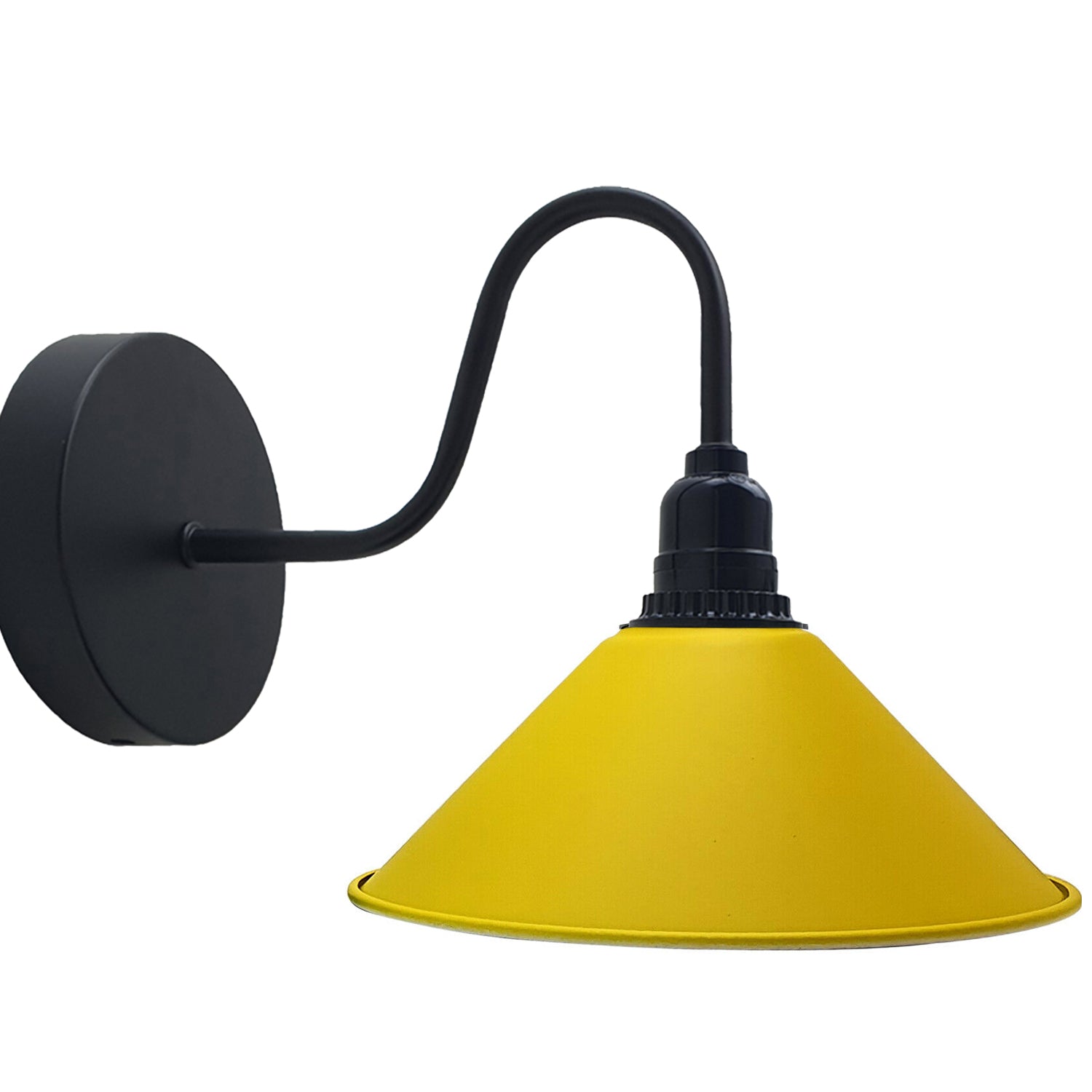 Vintage Shade Metal Retro Yellow Wall Light showcasing a unique design with a sturdy metal construction and a vibrant yellow shade.