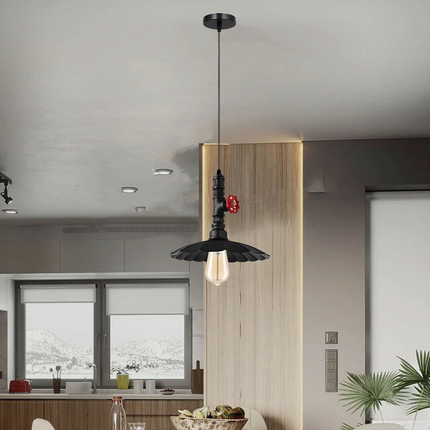 Vintage Style Industrial Pendant Light featuring a steampunk pipe design, ideal for cafes and restaurants.