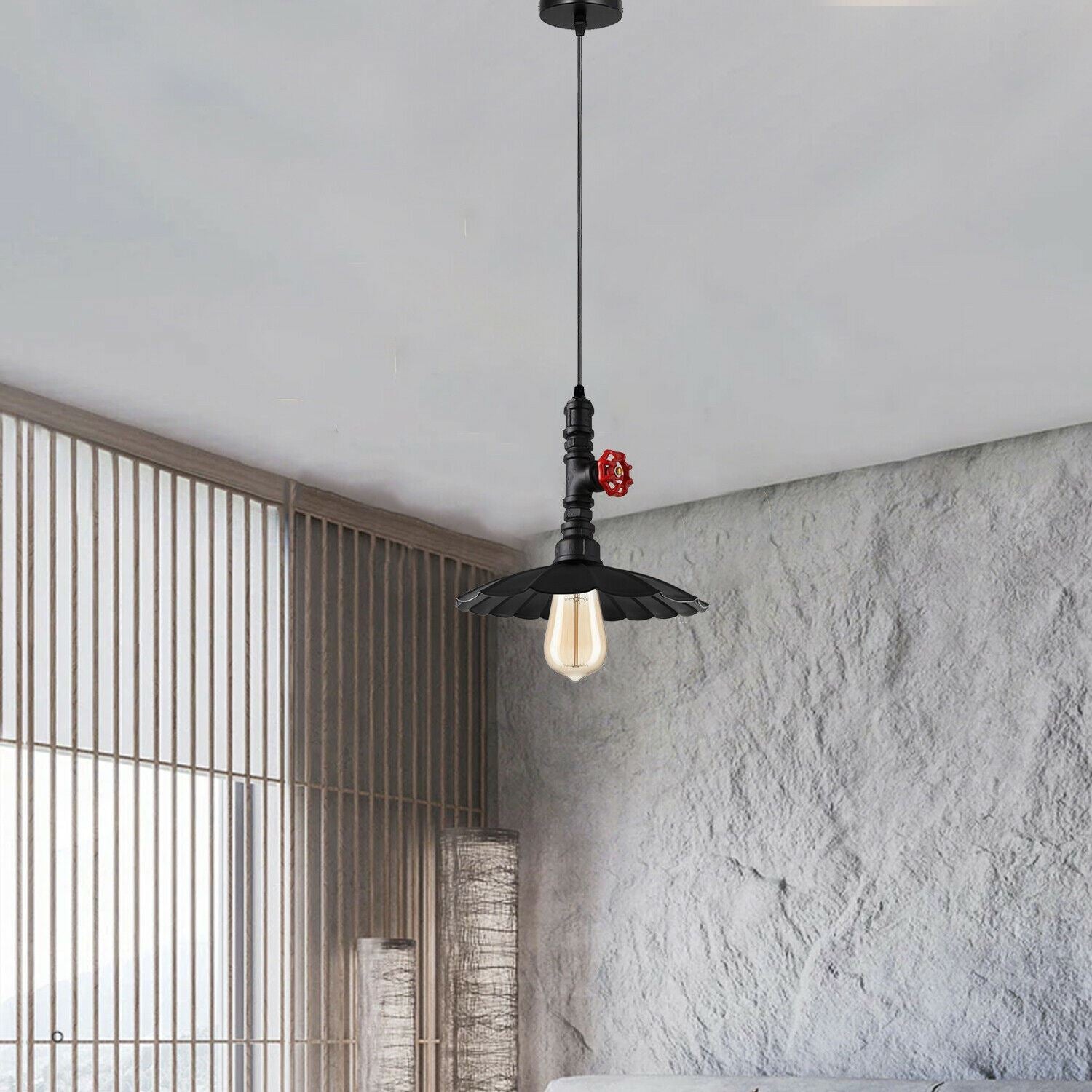 Vintage Style Industrial Pendant Light featuring a steampunk pipe design, ideal for cafes and restaurants.