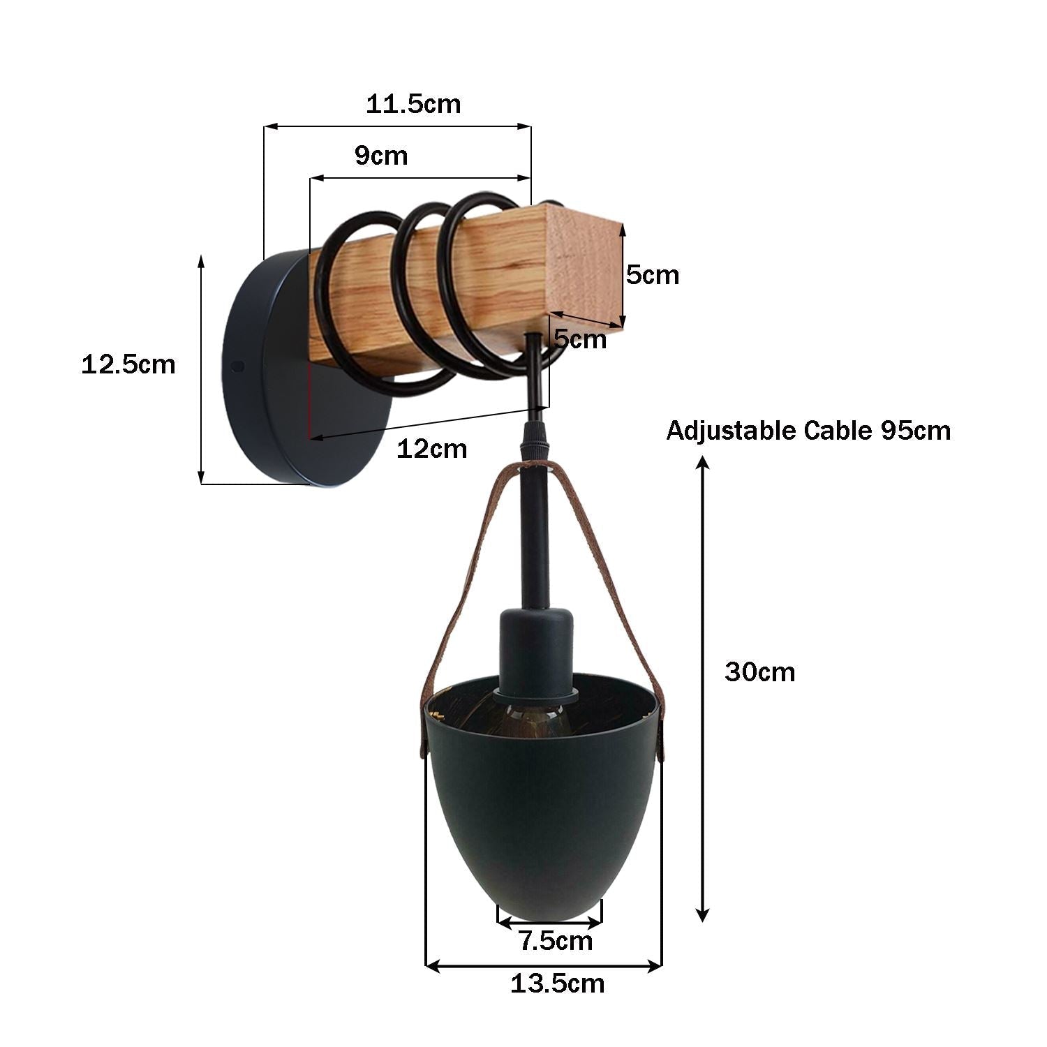 Vintage wall lamp featuring industrial retro design with metal and wood elements, perfect for home and cafe decor.