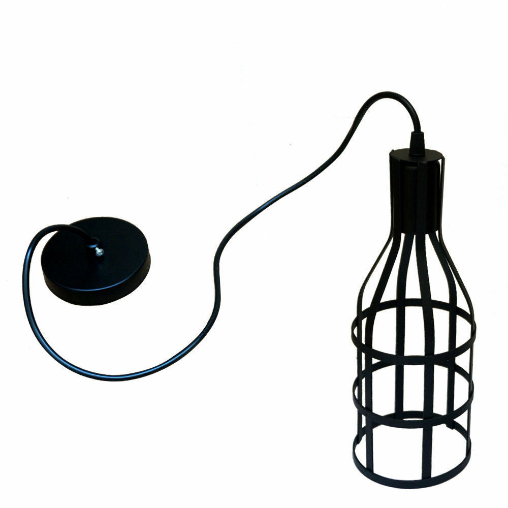 Vintage Wire Cage Industrial Retro Hanging Pendant Lamp with E27 bulb, showcasing its stylish design and metal construction.