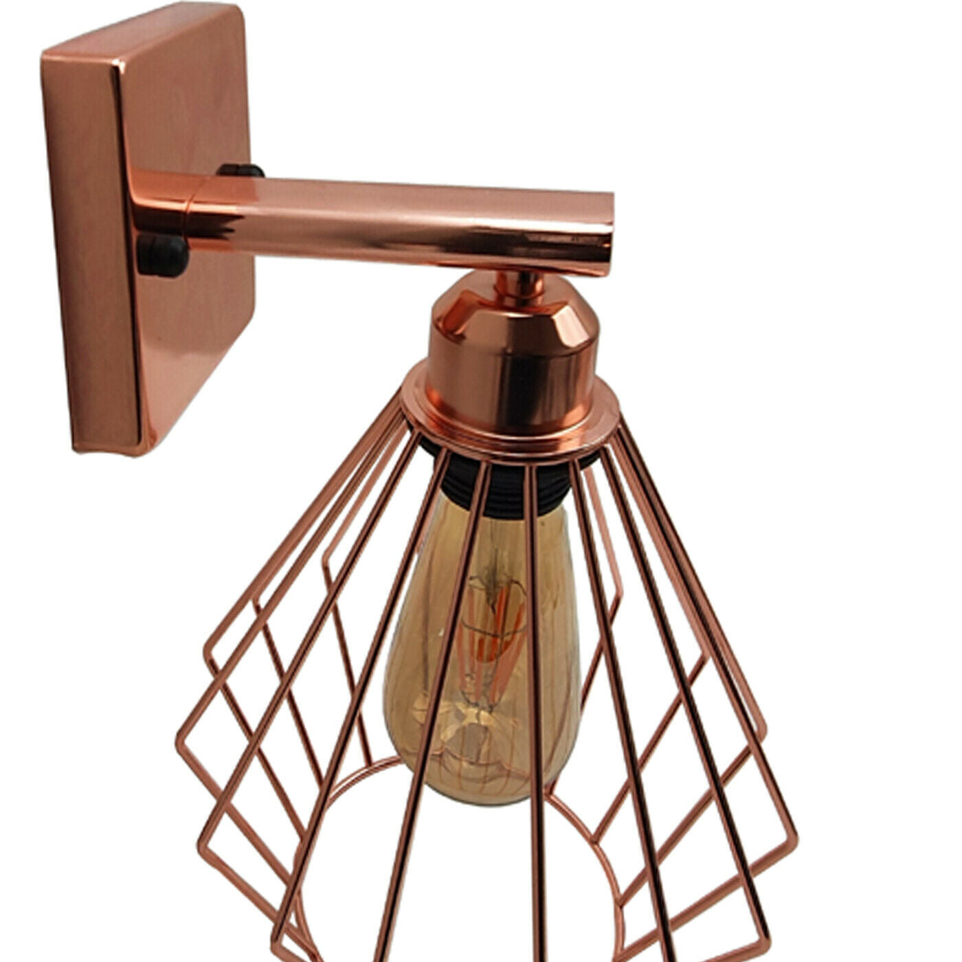 Retro style wall light lamp fixture in rose gold, featuring a vintage light shade and E27 holder, perfect for home decor.