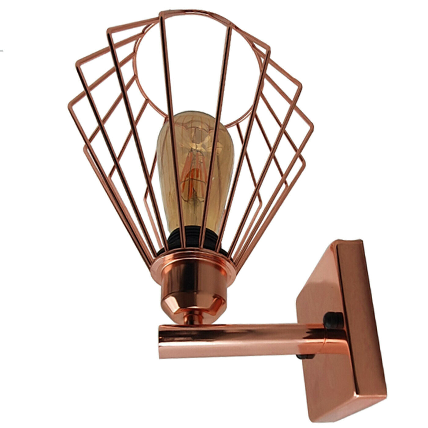 Retro style wall light lamp fixture in rose gold, featuring a vintage light shade and E27 holder, perfect for home decor.