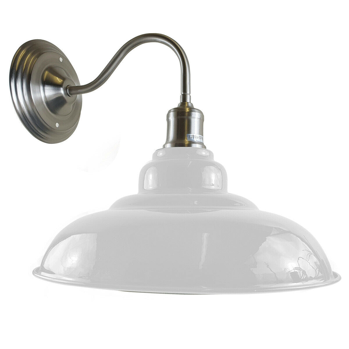White modern industrial indoor wall light fitting with a sleek bowl design and matte finish, perfect for enhancing home decor.
