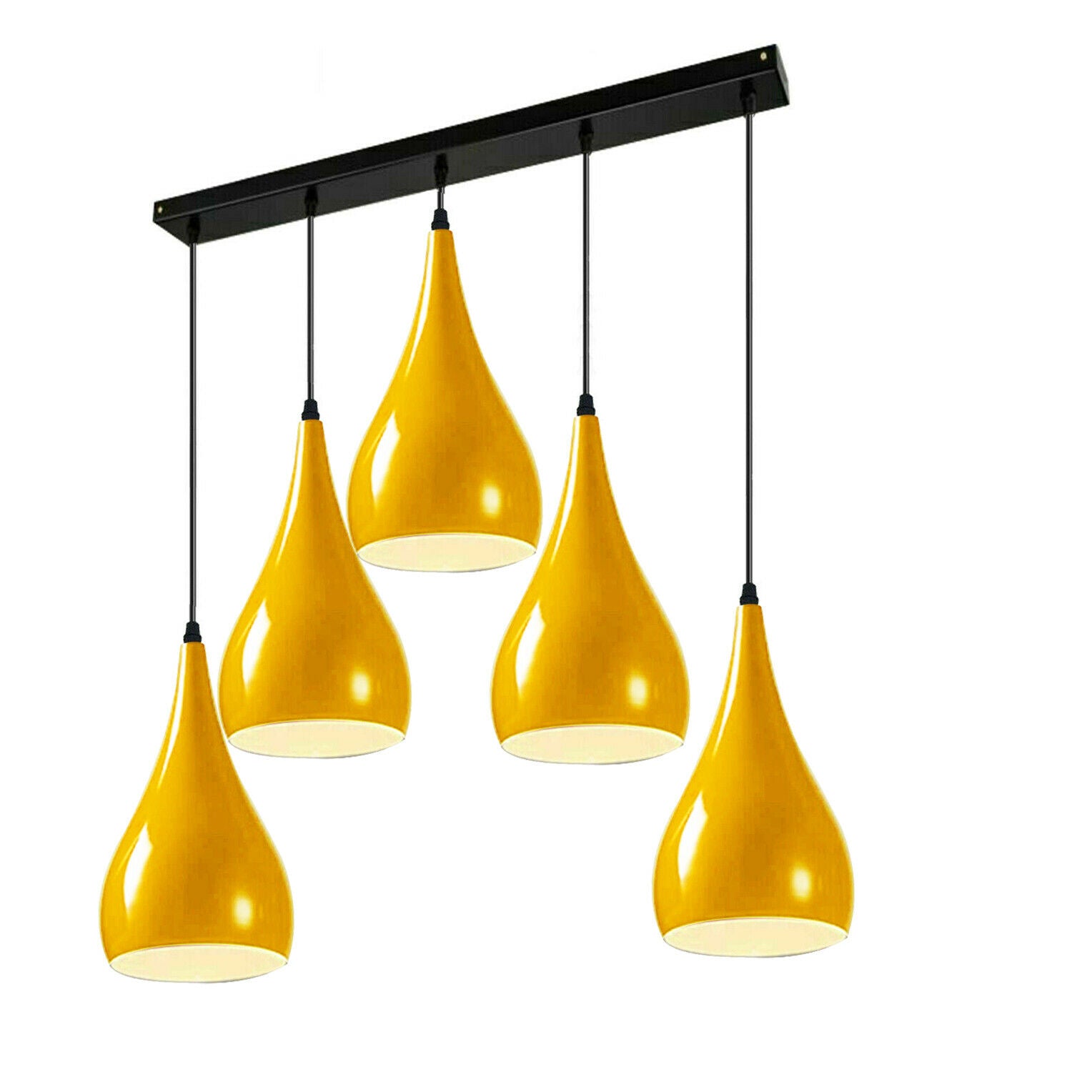 Yellow 5 Outlet Ceiling Light Fixture with black and yellow finish, showcasing a modern pendant design suitable for various interiors.