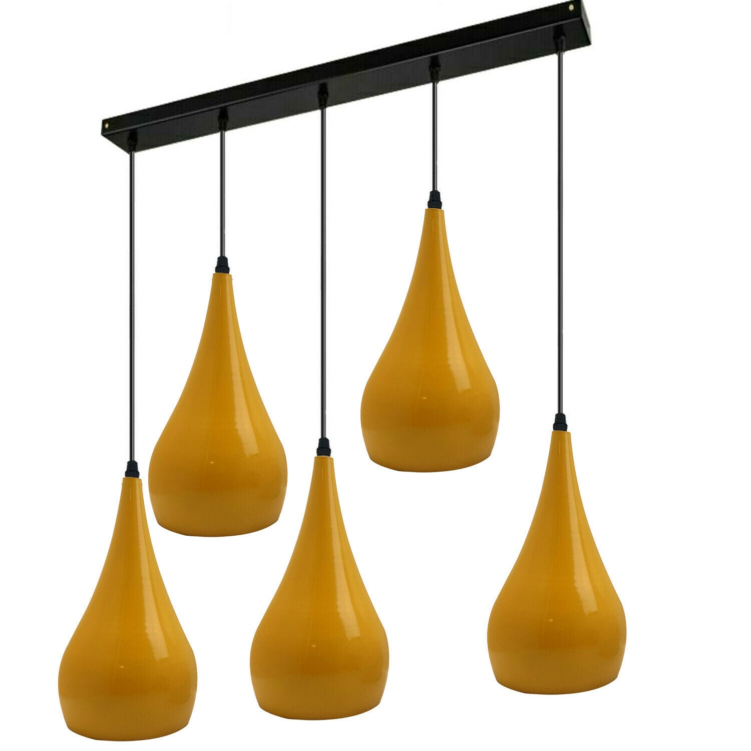 Yellow 5 Outlet Ceiling Light Fixture with black and yellow finish, showcasing a modern pendant design suitable for various interiors.