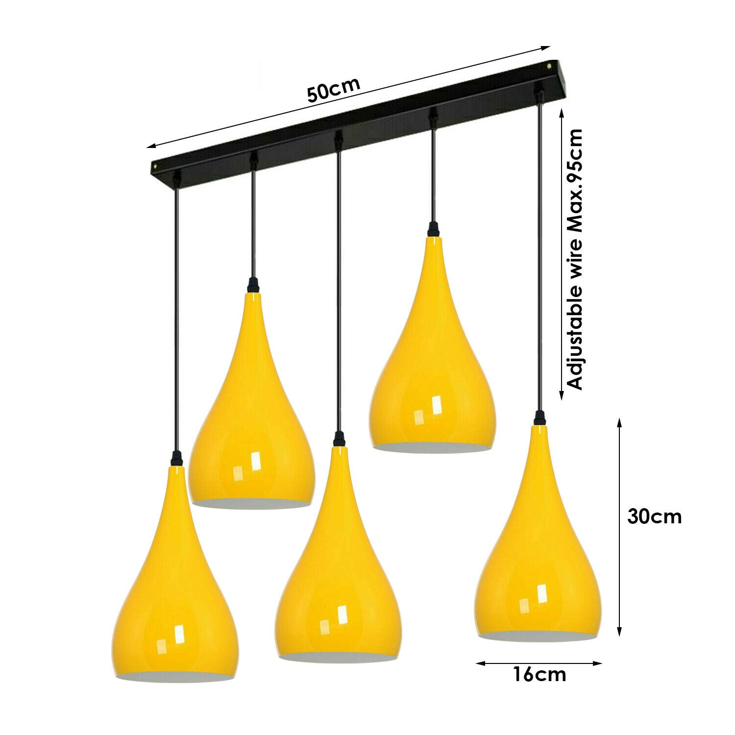 Yellow 5 Outlet Ceiling Light Fixture with black and yellow finish, showcasing a modern pendant design suitable for various interiors.