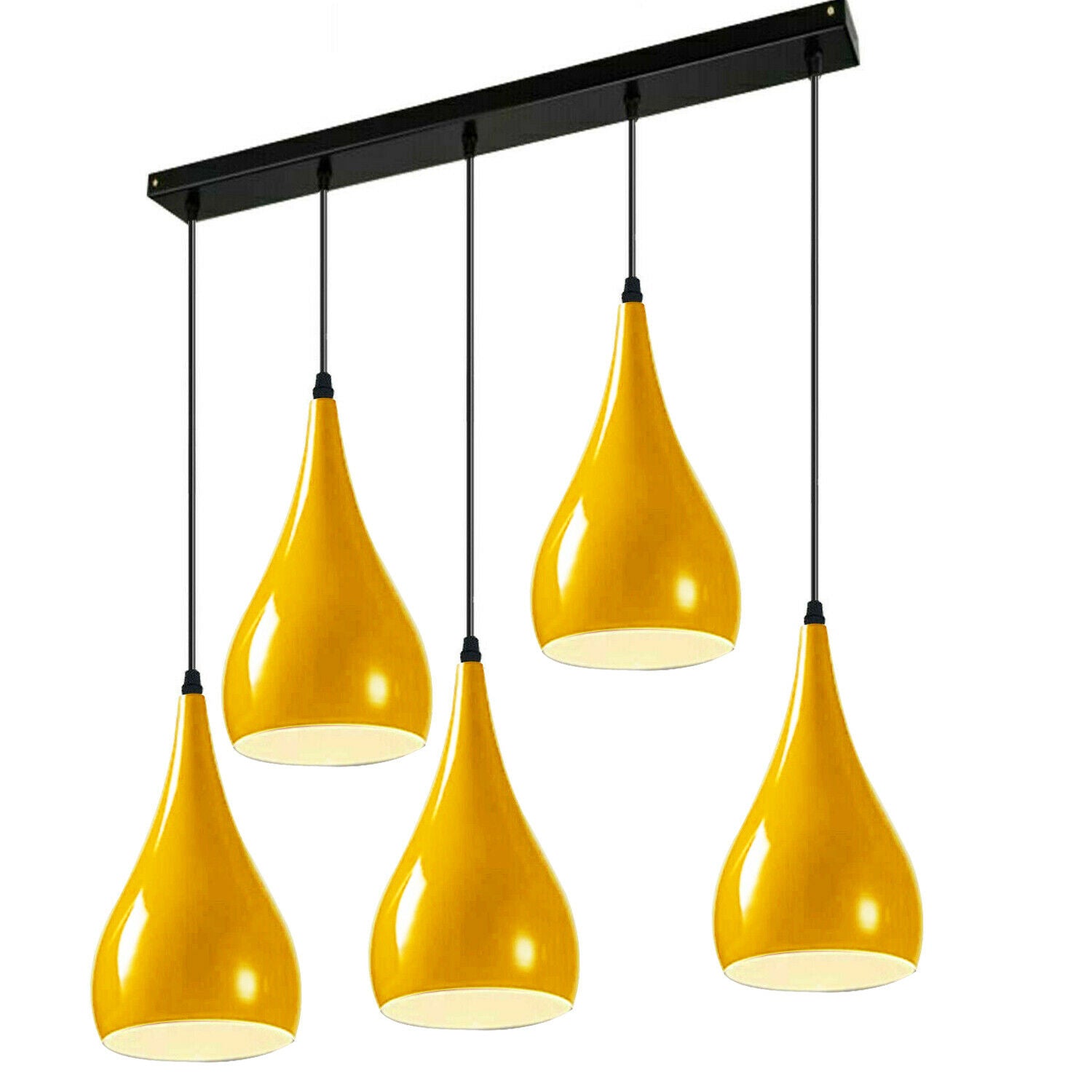 Yellow 5 Outlet Ceiling Light Fixture with black and yellow finish, showcasing a modern pendant design suitable for various interiors.