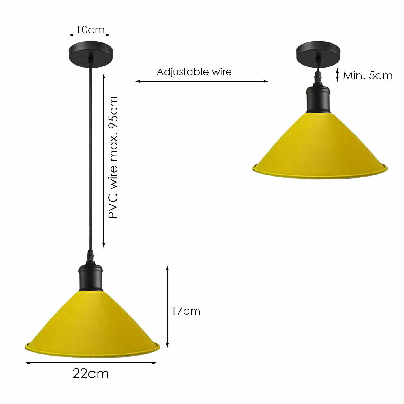 Yellow Pendant Lamp with industrial design, featuring a sturdy metal construction and a vibrant yellow finish, ideal for modern home decor.