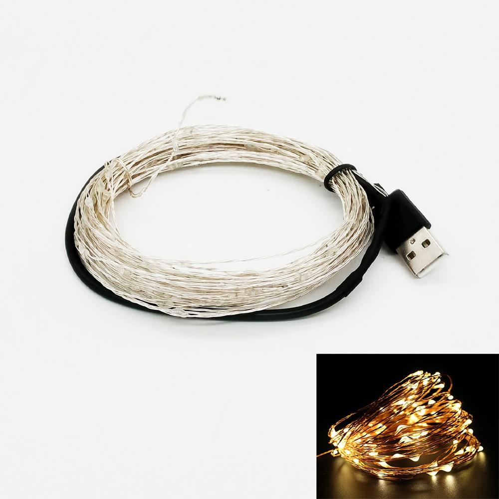 ZDM 10M USB Copper Wire Waterproof LED String lights with colorful LED bulbs on a copper wire, showcasing their flexibility and vibrant illumination.