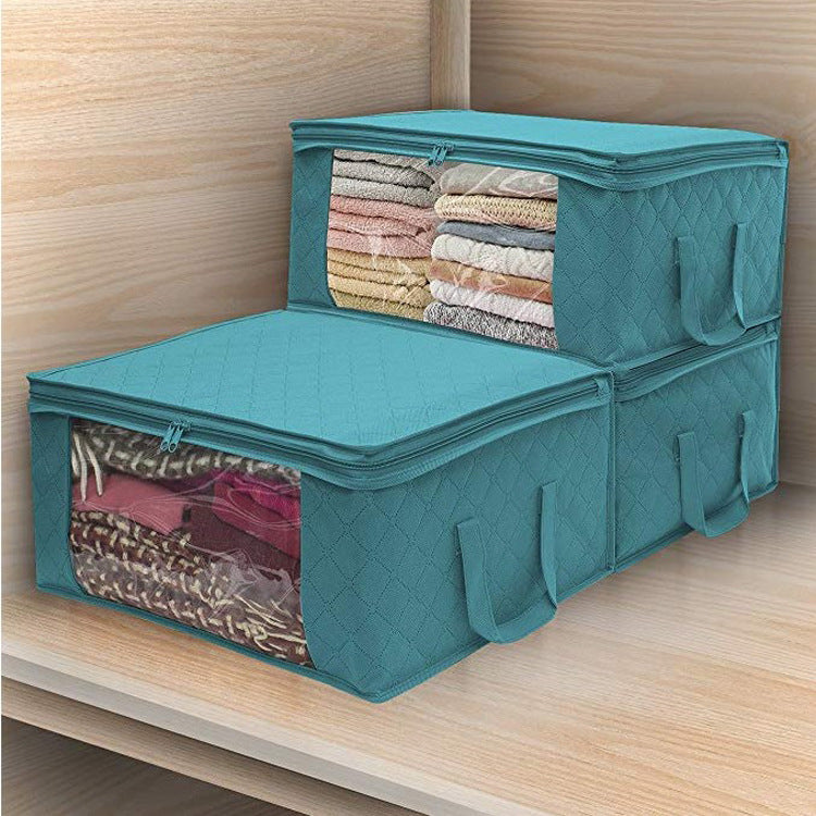 Non-woven wardrobe storage bag designed for quilts and clothing, featuring a stylish European design and durable fabric.