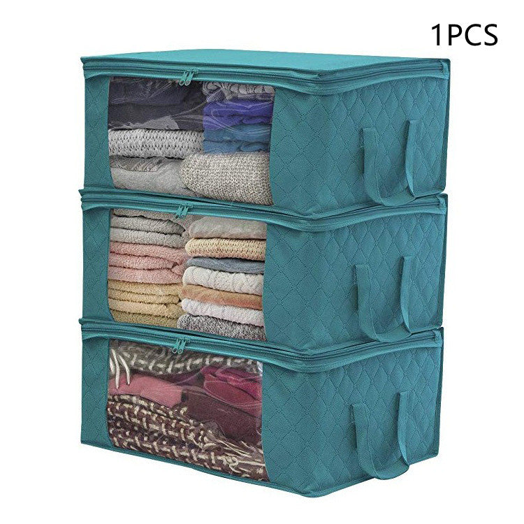 Non-woven wardrobe storage bag designed for quilts and clothing, featuring a stylish European design and durable fabric.