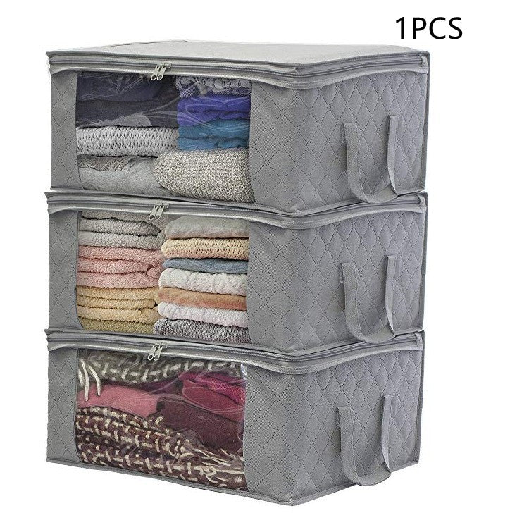 Non-woven wardrobe storage bag designed for quilts and clothing, featuring a stylish European design and durable fabric.