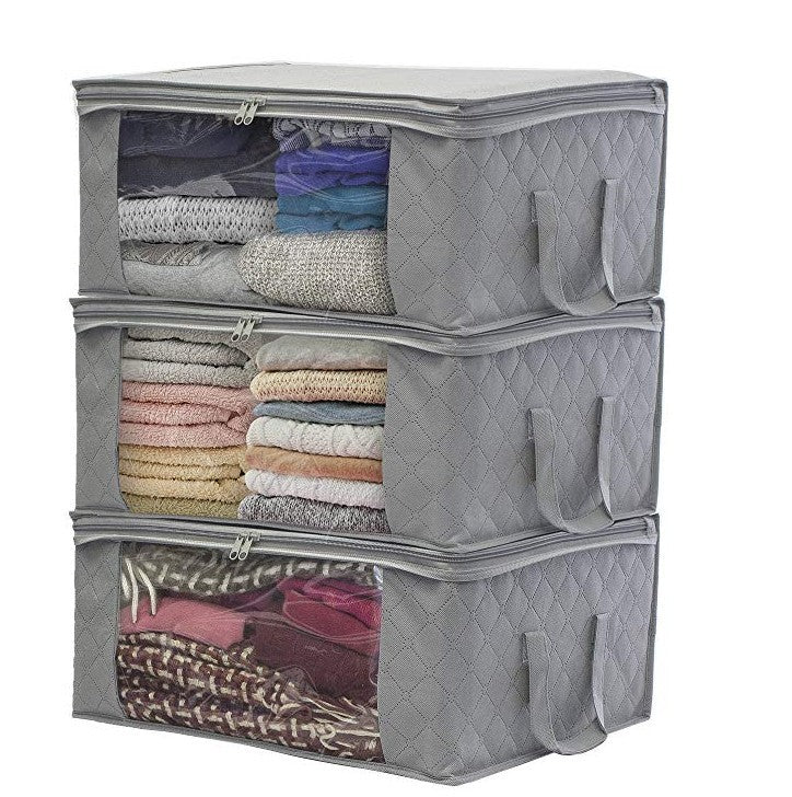 Non-woven wardrobe storage bag designed for quilts and clothing, featuring a stylish European design and durable fabric.