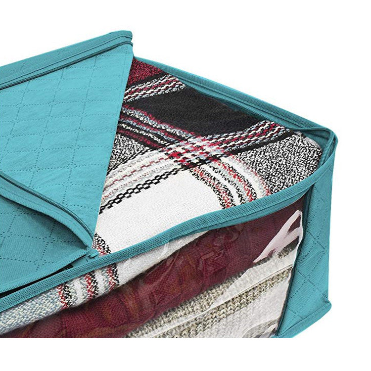 Non-woven wardrobe storage bag designed for quilts and clothing, featuring a stylish European design and durable fabric.