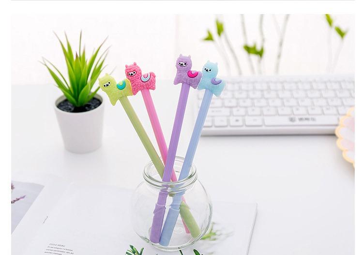 A colorful Adorable Alpaca Gel Ink Pen featuring a cute alpaca topper, designed for smooth writing and detailed notes.