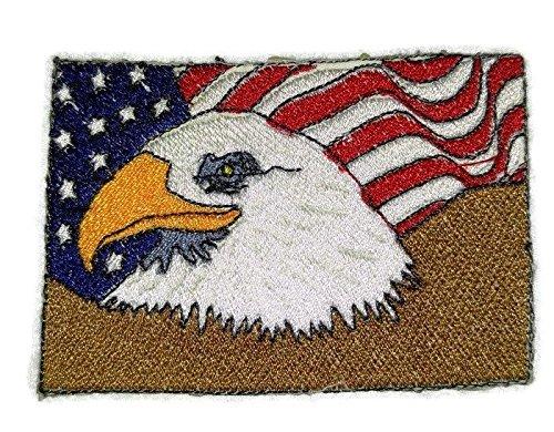 American Flag with Eagle embroidered patch, featuring vibrant colors and intricate details, ideal for iron-on or sewing applications.