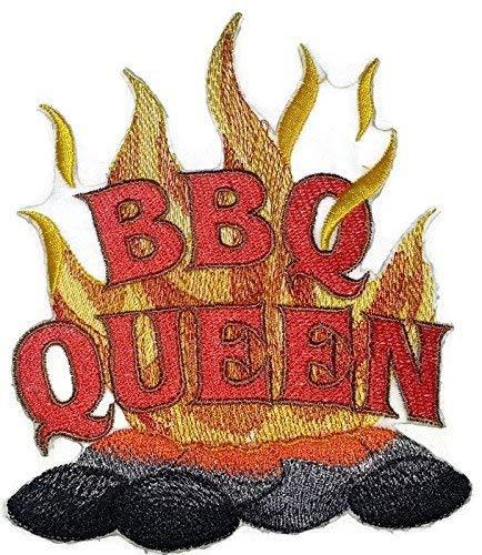 BBQ Queen embroidered patch featuring vibrant colors and intricate design, ideal for aprons and garments.
