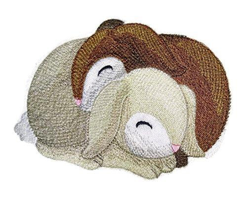 Autumn Cozy Cuddlers embroidered patch featuring a cute bunny design, perfect for iron-on or sewing applications on garments.