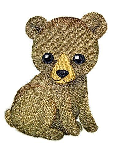 Custom Baby Bear embroidered patch, 4 inches by 3.67 inches, featuring a cute baby bear design on a cotton base.