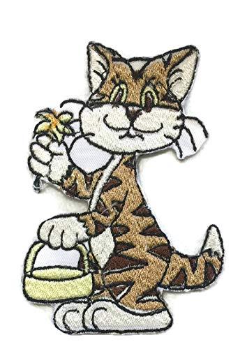 Baby Easter Cat embroidered patch, featuring a cute cat design on a cotton base, ideal for iron-on or sewing applications.