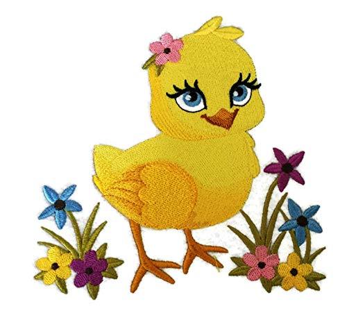 Baby Sweet Spring Chick embroidered patch featuring vibrant colors and intricate details, perfect for iron-on or sewing applications.